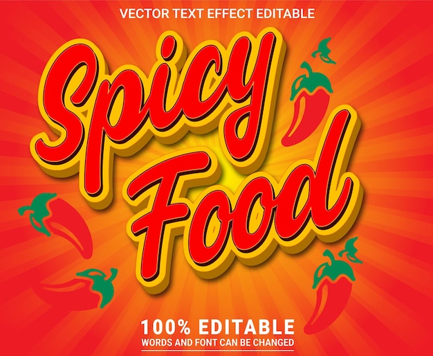 Comida picante efecto de texto editable vector eps