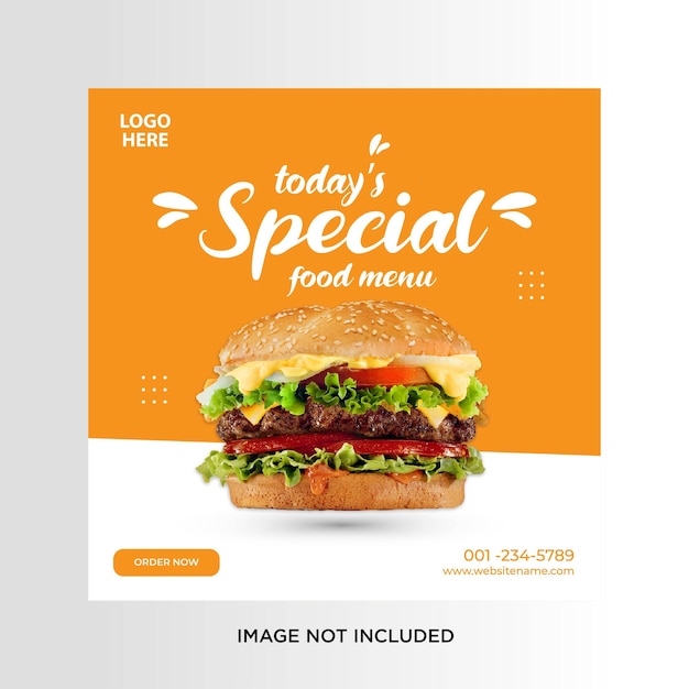 comida de plantilla de publicación de diseño de redes sociales
