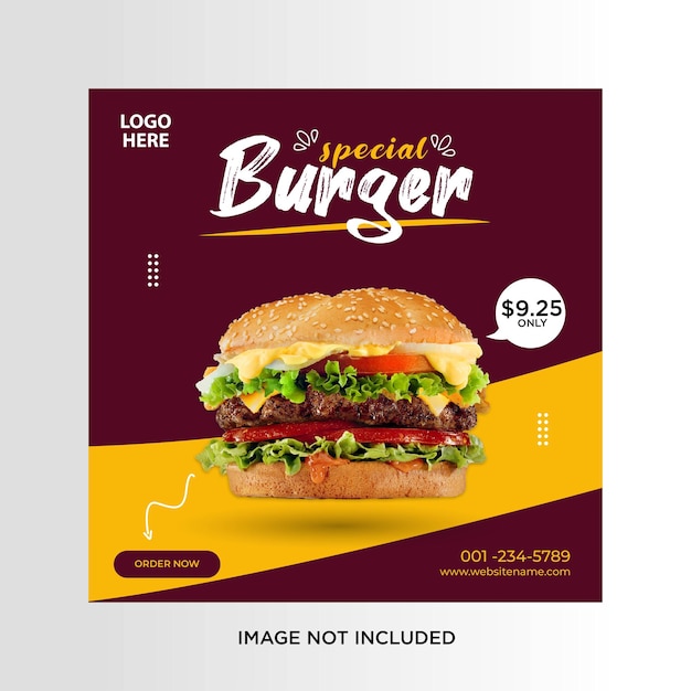 comida de plantilla de publicación de diseño de redes sociales