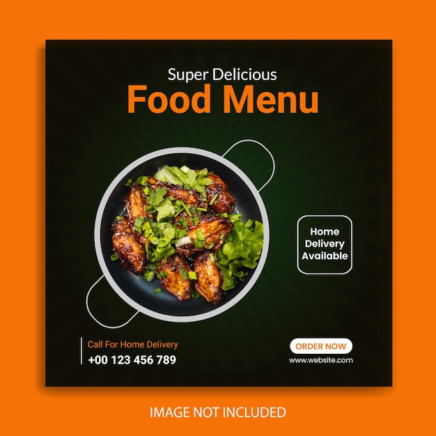 comida plantilla de publicación en redes sociales restaurante diseño de publicación de Instagram