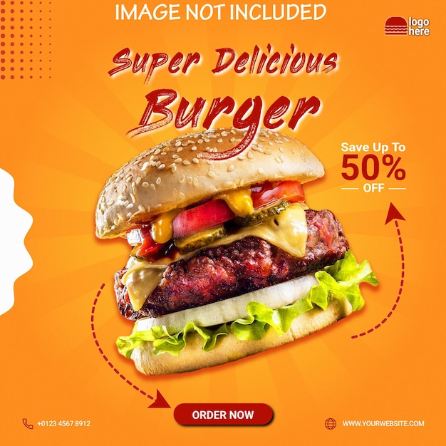 Comida promoción en redes sociales hamburguesa