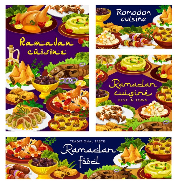 Comida de Ramadán, platos de la cocina iftar y menú de comidas de Eid Mubarak