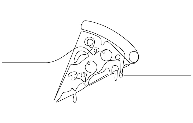 comida rápida arte de una línea línea continua de pizza comida rápida pizza en una línea de arte
