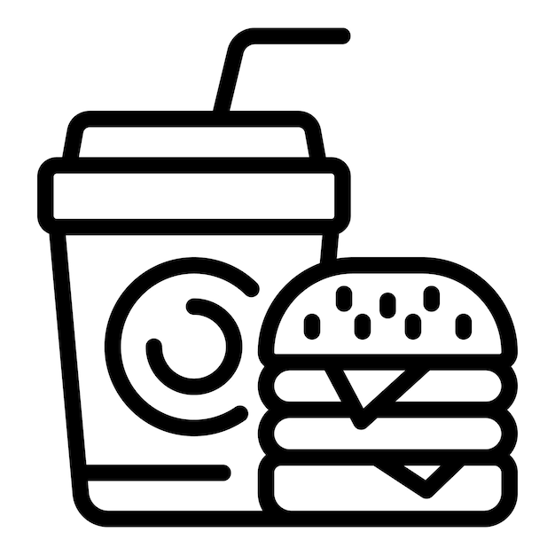 Comida rápida cansado icono contorno vector Burnout trabajo Triste salud