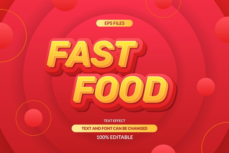 Vector comida rápida deliciosa titular efecto de texto editable eps archivo vectorial