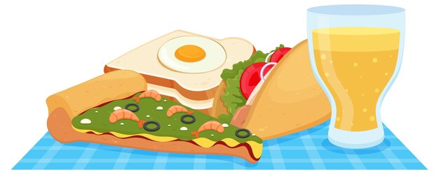 comida rápida en estilo de dibujos animados