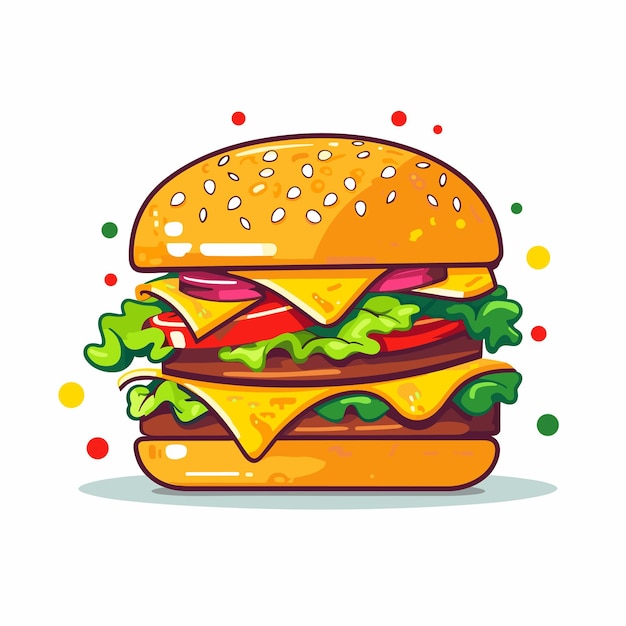 comida rápida de hamburguesa fresca con menú de comida rápida de carne y queso ilustración