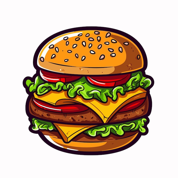 Vector comida rápida de hamburguesa fresca con menú de comida rápida de carne y queso ilustración