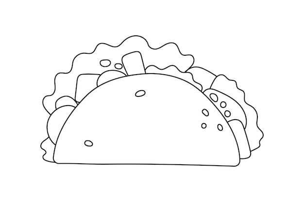 Vector comida rápida mexicana taco con carne vegetal y tortilla ilustración vectorial en estilo plano