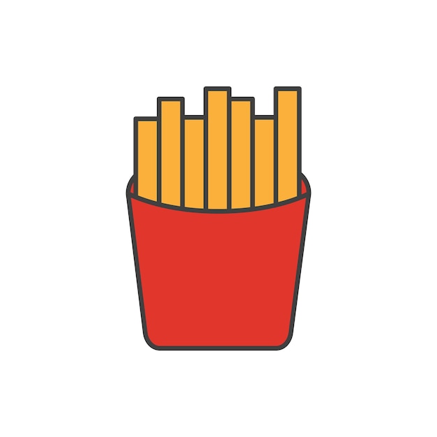 Comida rápida papas fritas papas fritas icono Vector ilustración diseño plano