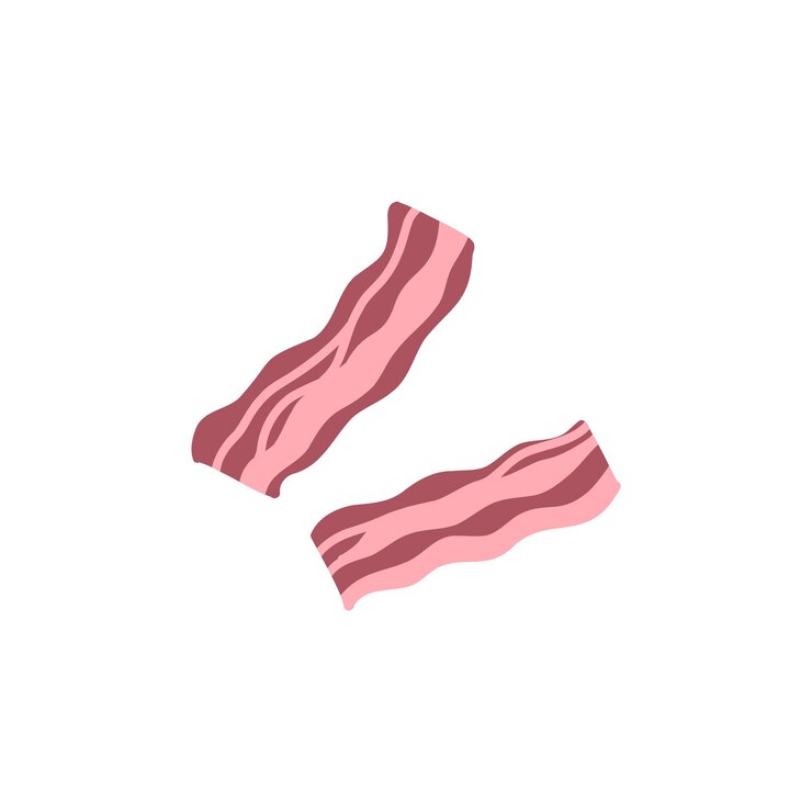 Vector comida rápida rebanadas de tocino desayuno comida ingrediente dibujos animados cerdo jamón rebanada vector comida ilustración