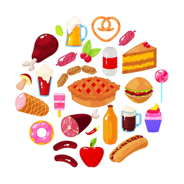 Comida rápida sobre fondo blanco. Ilustracion vectorial