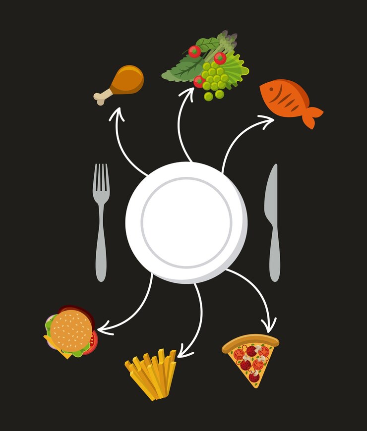 Vector comida rápida y vegetales