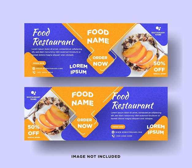 Comida restaurante web banner plantilla vector eps