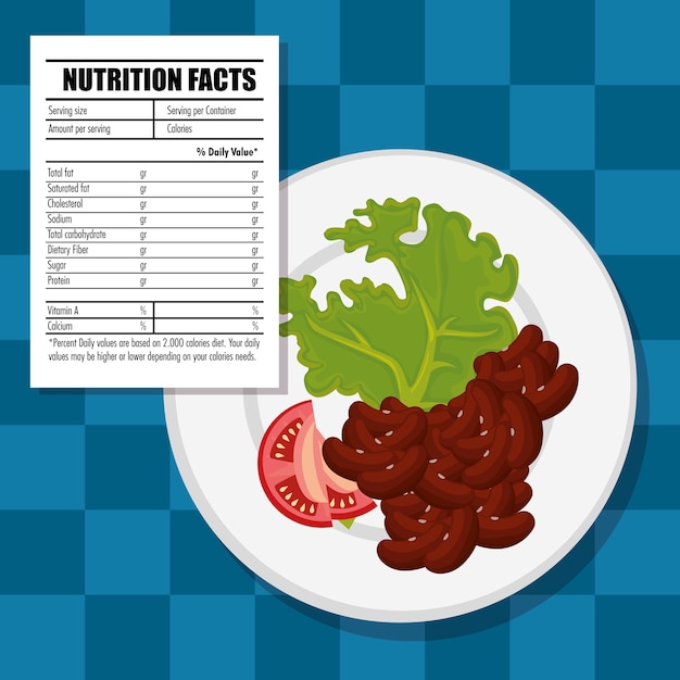 comida saludable con información nutricional
