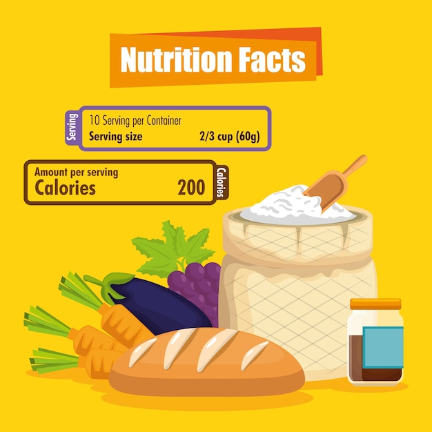 comida saludable con información nutricional