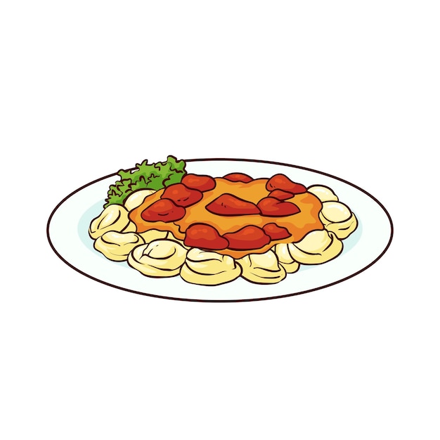 Vector comida tortellini dibujada a mano 1