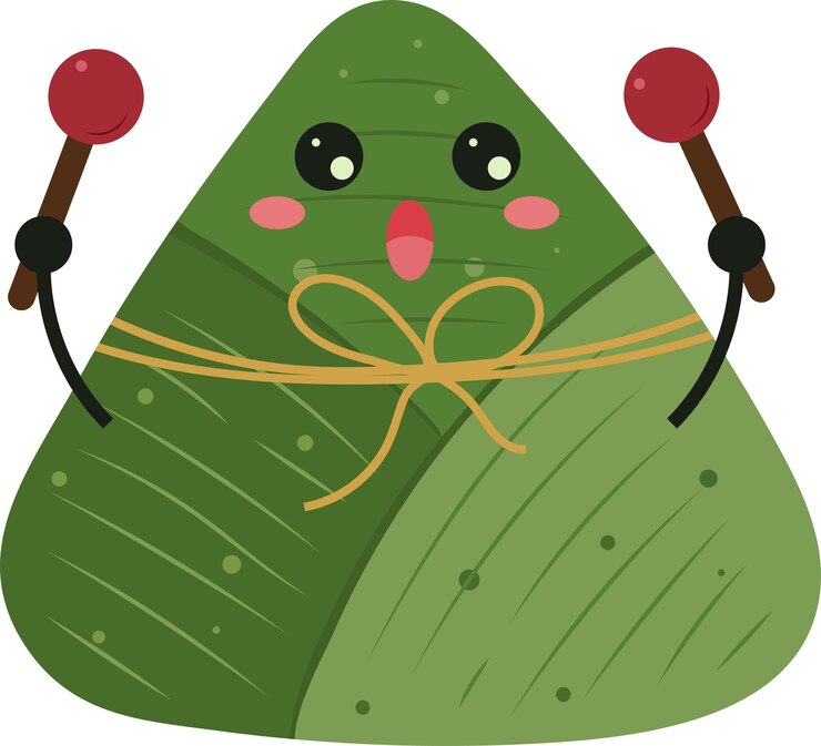 Vector comida tradicional de albóndigas zongzi festival del barco del dragón ilustración de elementos gráficos dibujos animados