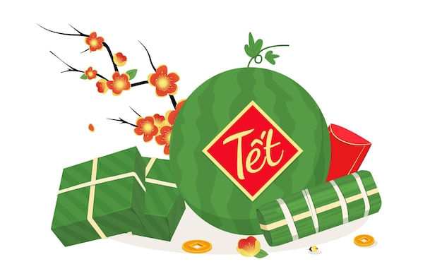 Comida tradicional en año nuevo lunar. vietnam año nuevo. tet vietnam.