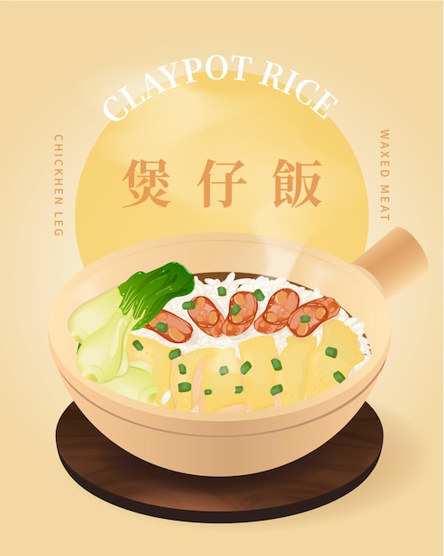 Comida tradicional china carne encerada con patas de pollo arroz de barro