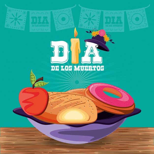 Vector comida tradicional para el día de los muertos.