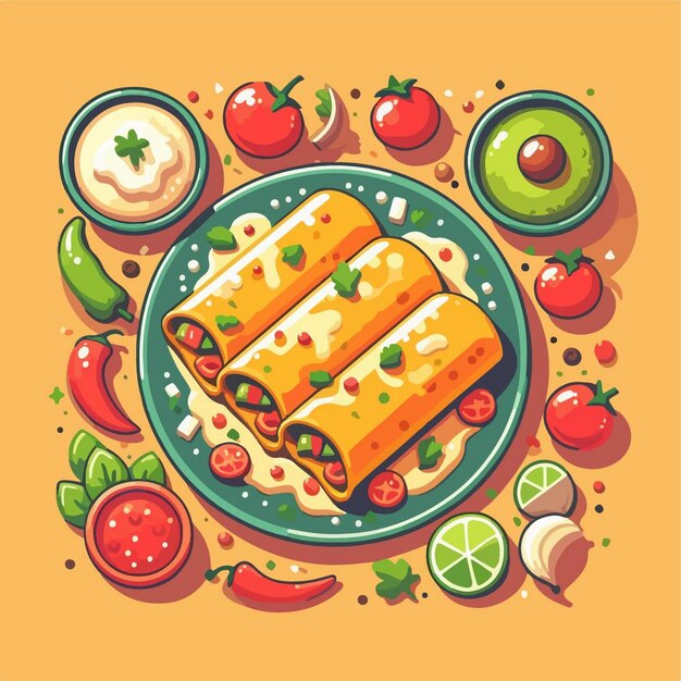 Vector comida tradicional mexicana