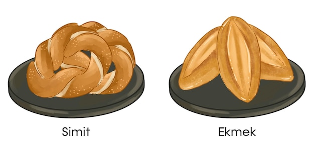 La comida tradicional turca Simit Ekmek