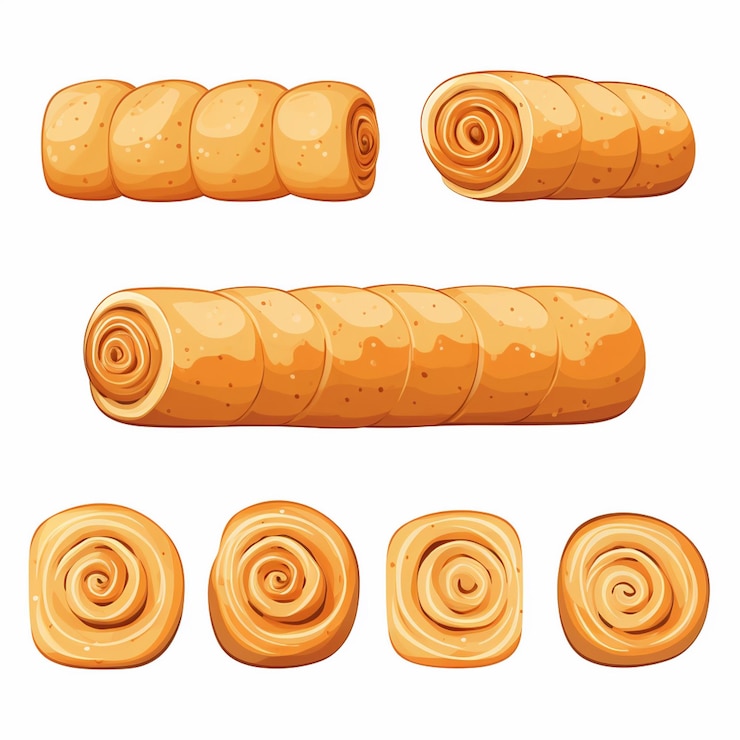 Vector comida trigo panadería pan bollo desayuno comida pastelería hornear fresco saludable baguette snack bac