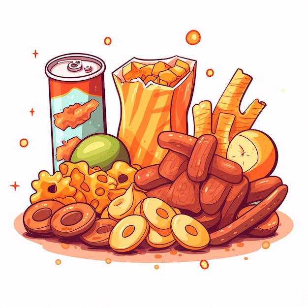 Comida vector bocadillo ilustración comer conjunto icono aislado postre bebida chocolate dulce símbolo