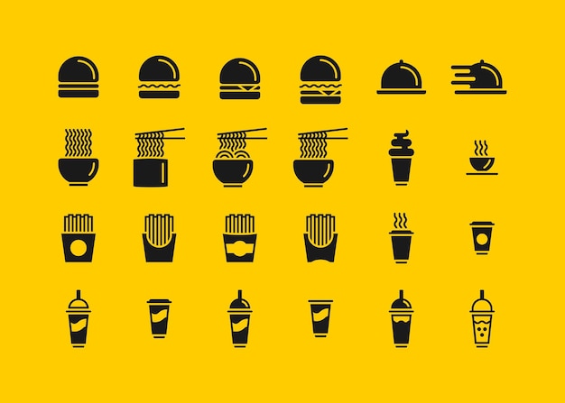 Comida vectorial gratuita bebidas de comida rápida en estilo simple