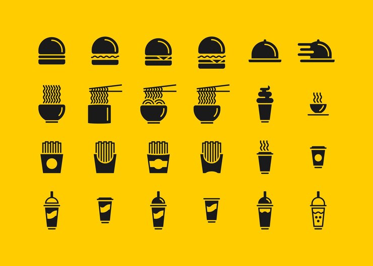 Comida vectorial gratuita bebidas de comida rápida en estilo simple
