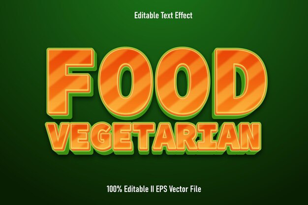 Comida Vegetariana Efecto De Texto Editable Estilo Degradado De Relieve 3d