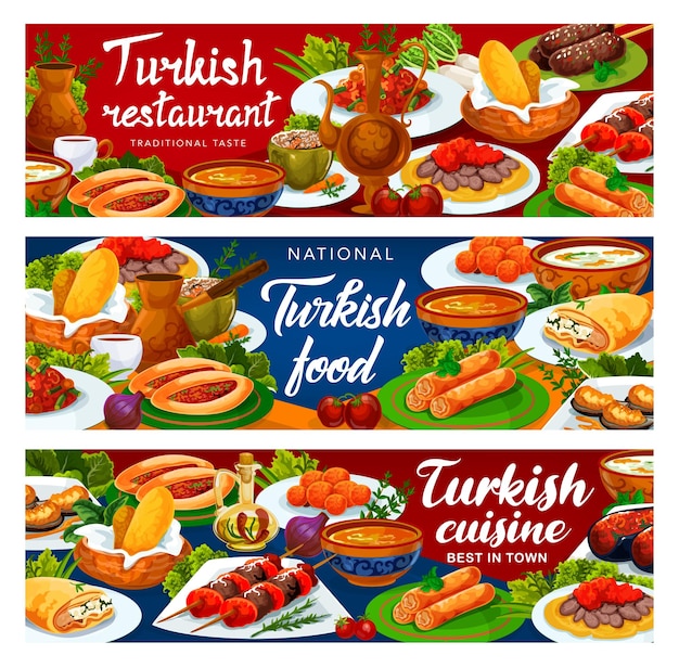 Vector comidas nacionales de comida turca platos de cocina de turquía