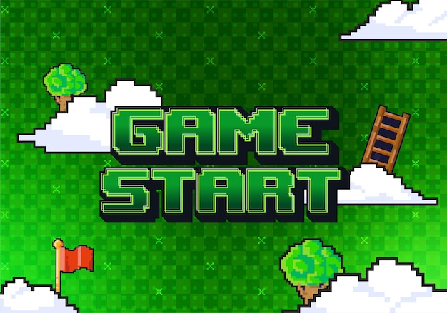 Comienzo del juego vectorial efecto de texto editable
