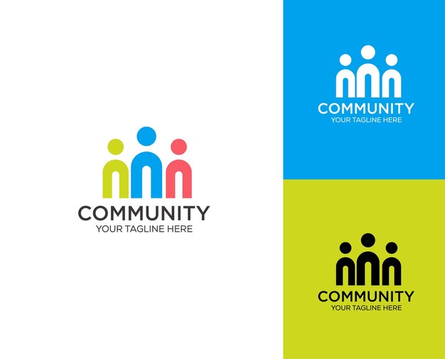 Community unity people team work logo design concept