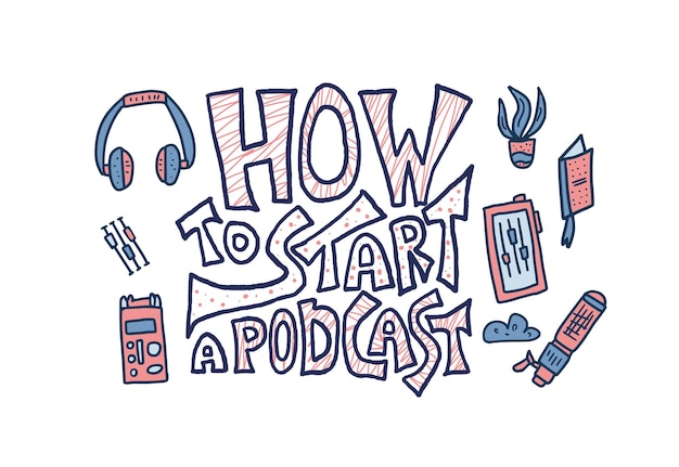 Cómo comenzar una cita de podcast Ilustración vectorial