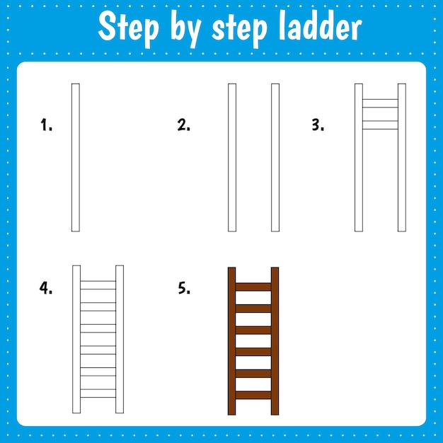 Cómo dibujar una escalera Página educativa para niños.
