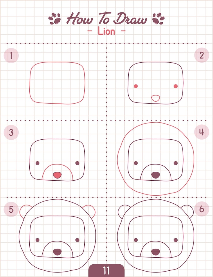 Vector cómo dibujar un personaje de dibujos animados de animales paso a paso tutorial de dibujo