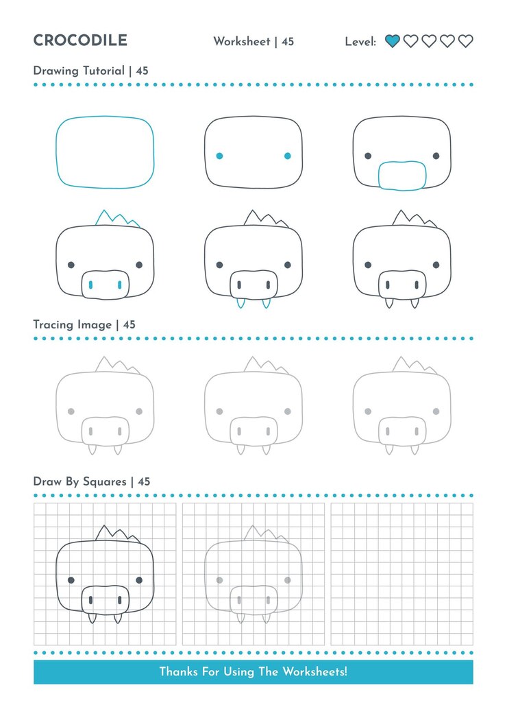 Vector cómo dibujar un personaje de dibujos animados de cocodrilo paso a paso tutorial de dibujo