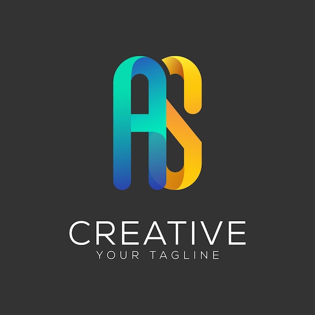 como diseño de letra con gradiente de logotipo colorido