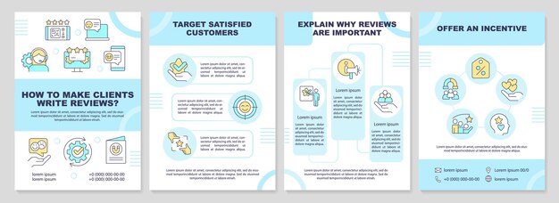 Cómo hacer que los clientes escriban reseñas plantilla de folleto cian