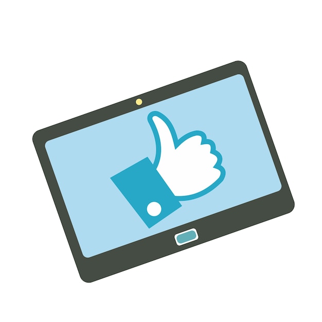 Como icono plano de tableta aislado sobre fondo blanco