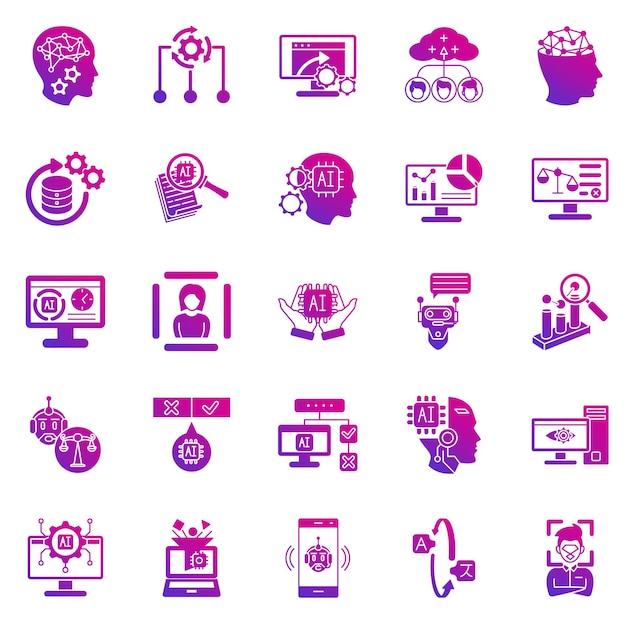 Cómo usar el conjunto de iconos AI 25 en el estilo de relleno de gradiente