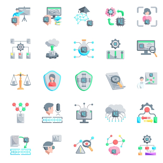 Cómo usar el paquete de iconos AI 25 en estilo de color plano