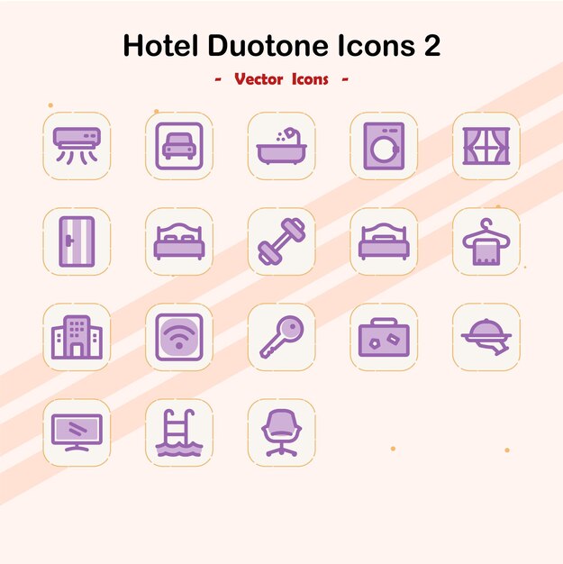 Comodidades del hotel Conjunto de íconos Duotone