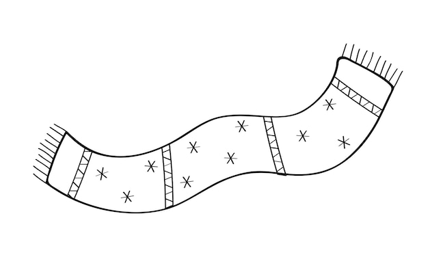 Cómodo y cálido pañuelo doodle clipart Ilustración vectorial de ropa de invierno Año Nuevo y Navidad