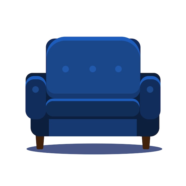 Cómodo sillón azul sobre fondo blanco imagen vectorial