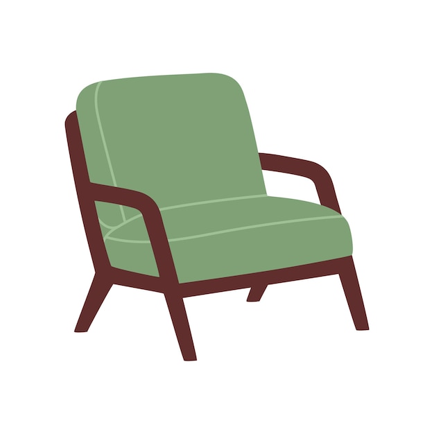 Cómodo sillón retro verde de estilo escandinavo. elemento de mobiliario para una acogedora decoración del hogar.