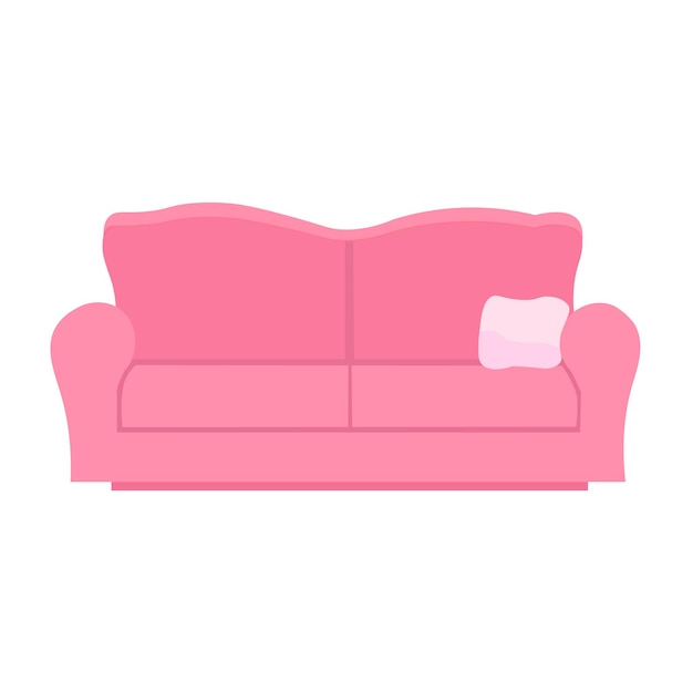 Vector cómodo sofá rosa sobre fondo blanco ilustración de vector de estilo de dibujos animados plana