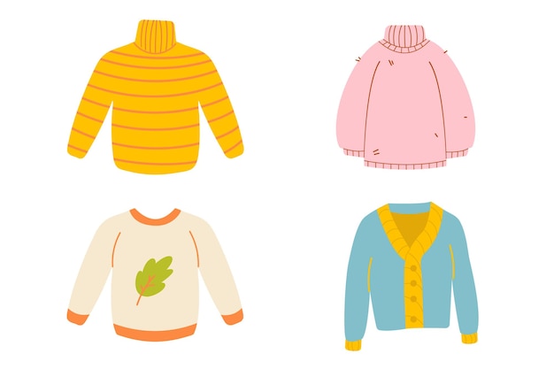 Cómodos suéteres de otoño clipart ropa de otoño